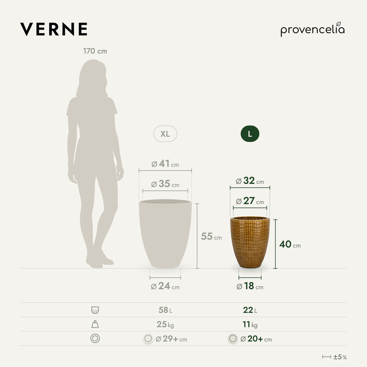 VERNE L – Maße