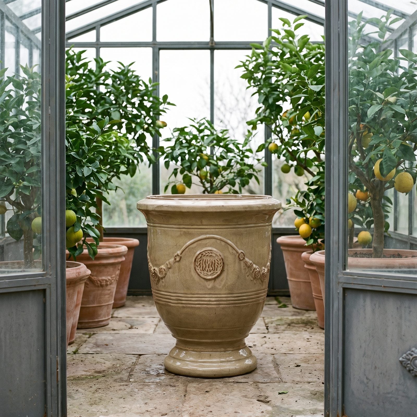 RICHELIEU Sandbronze in der Orangerie zwischen Zitrusbäumen