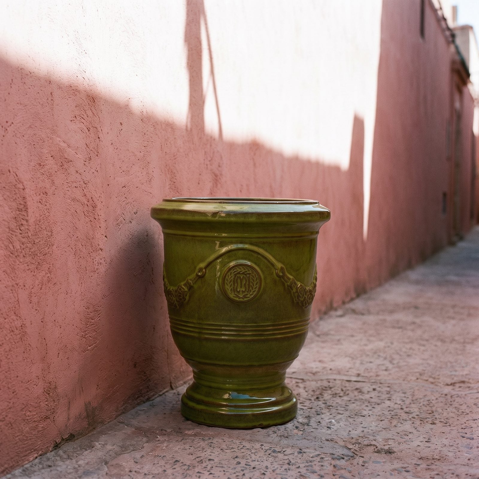 RICHELIEU Tropengrün an einer rosafarbenen Mauer in Marrakesch