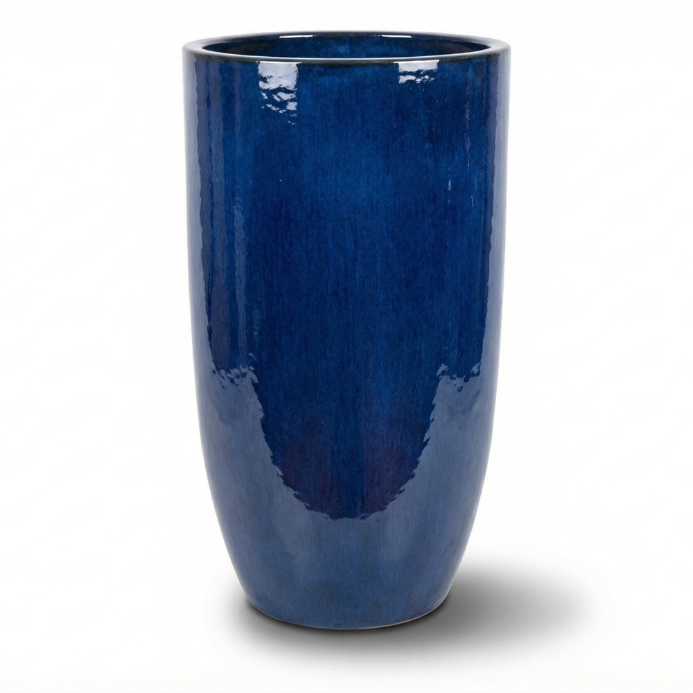 Keramik-Pflanzkübel ATHENA - Meeresblau - XXL (40 x 81 cm)