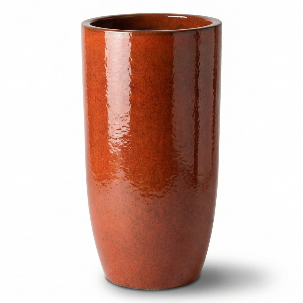 Keramik-Pflanzkübel ATHENA - Herbstorange - L (25 x 50 cm)
