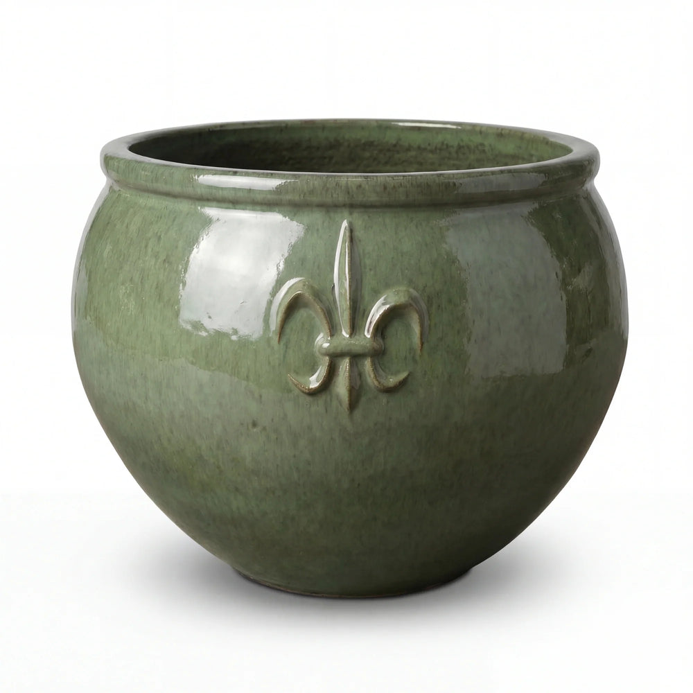 Großer Keramik-Pflanzkübel Clovis - Jade-Perle - XL (53 cm x 43 cm)