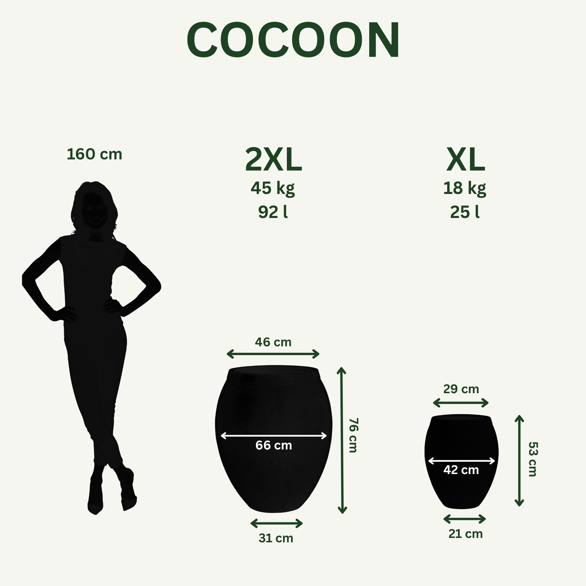 Pflanzkübel Cocoon Cremefarben XL 42×53 cm | Provencelia