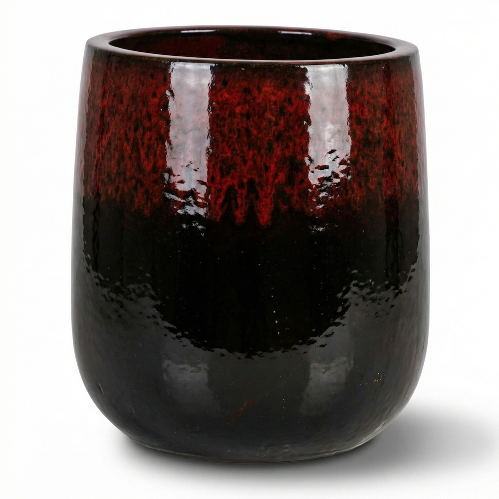 Keramik-Pflanzkübel DIANE - Rot Schwarz - M (23 x 23 cm)