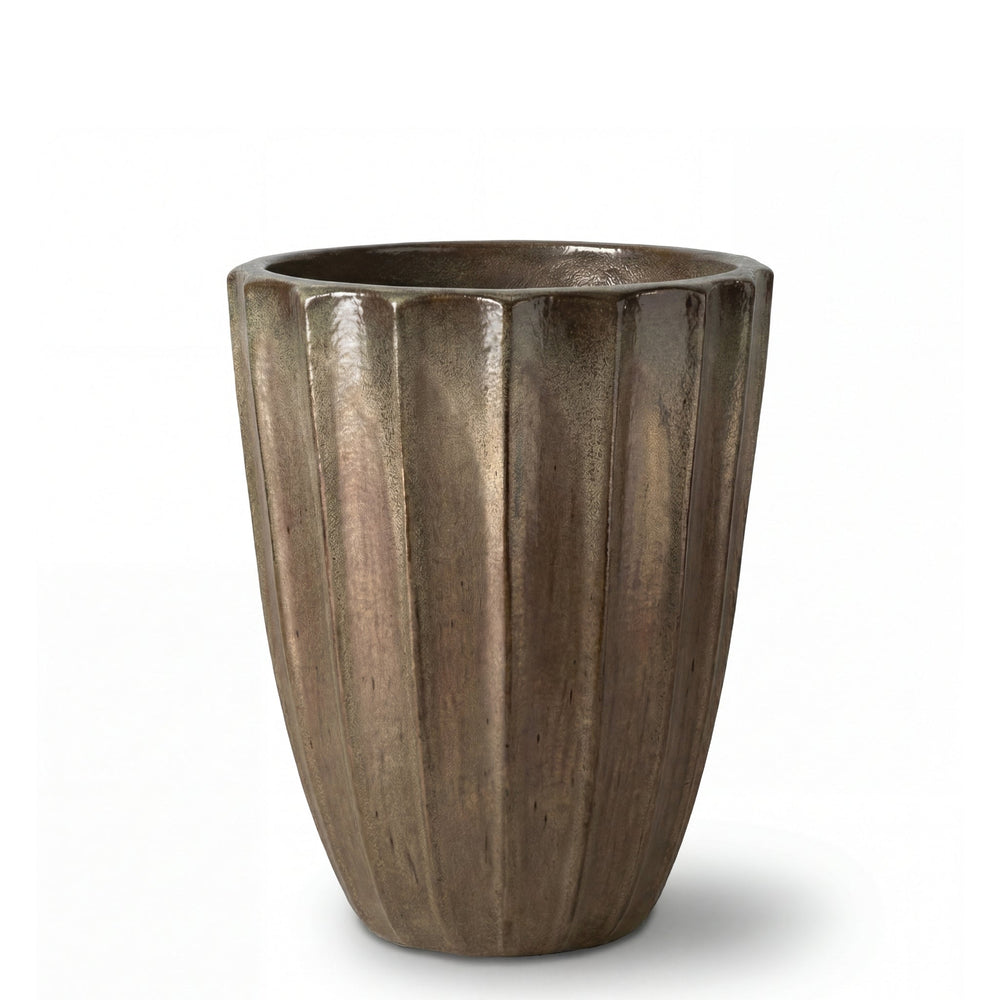 Keramik-Pflanzkübel HUGO - Sandbronze - M: 30 x 39 cm