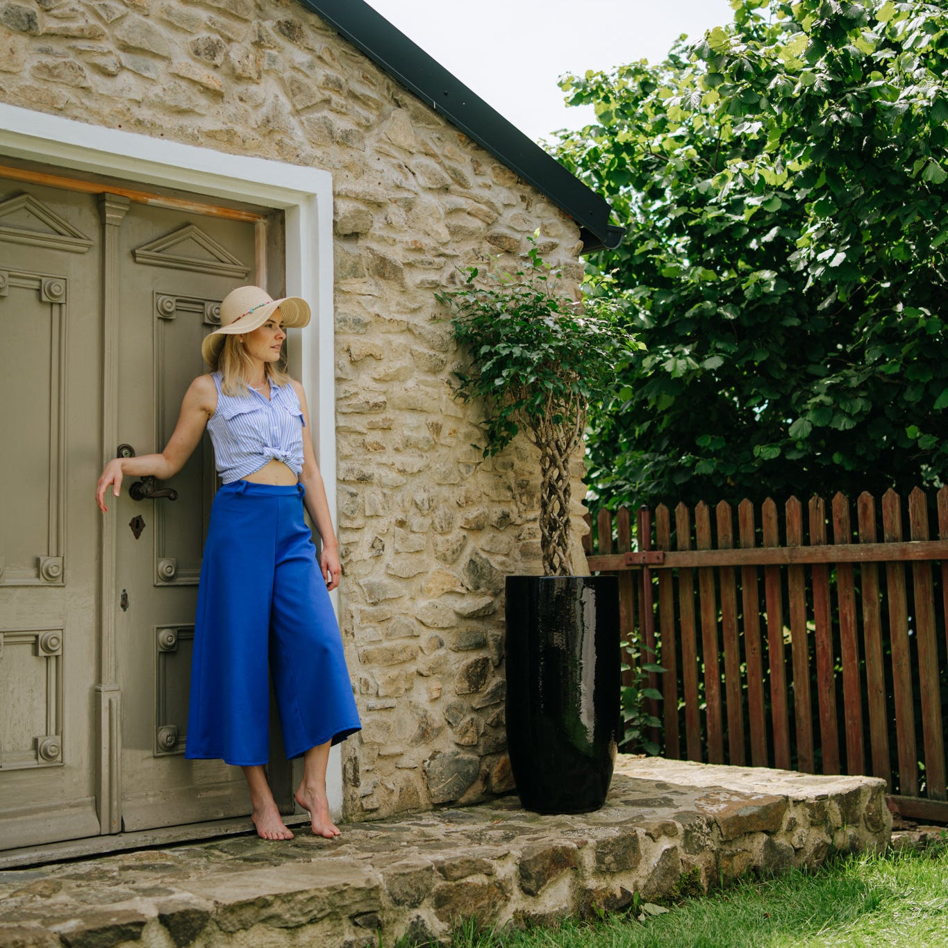 Keramik-Blumentopf ATHENA - Schwarz