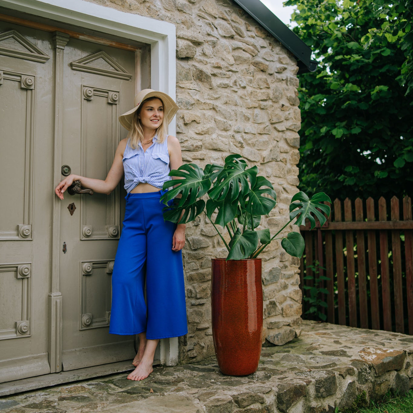 Keramik-Blumentopf ATHENA - Tropenrot