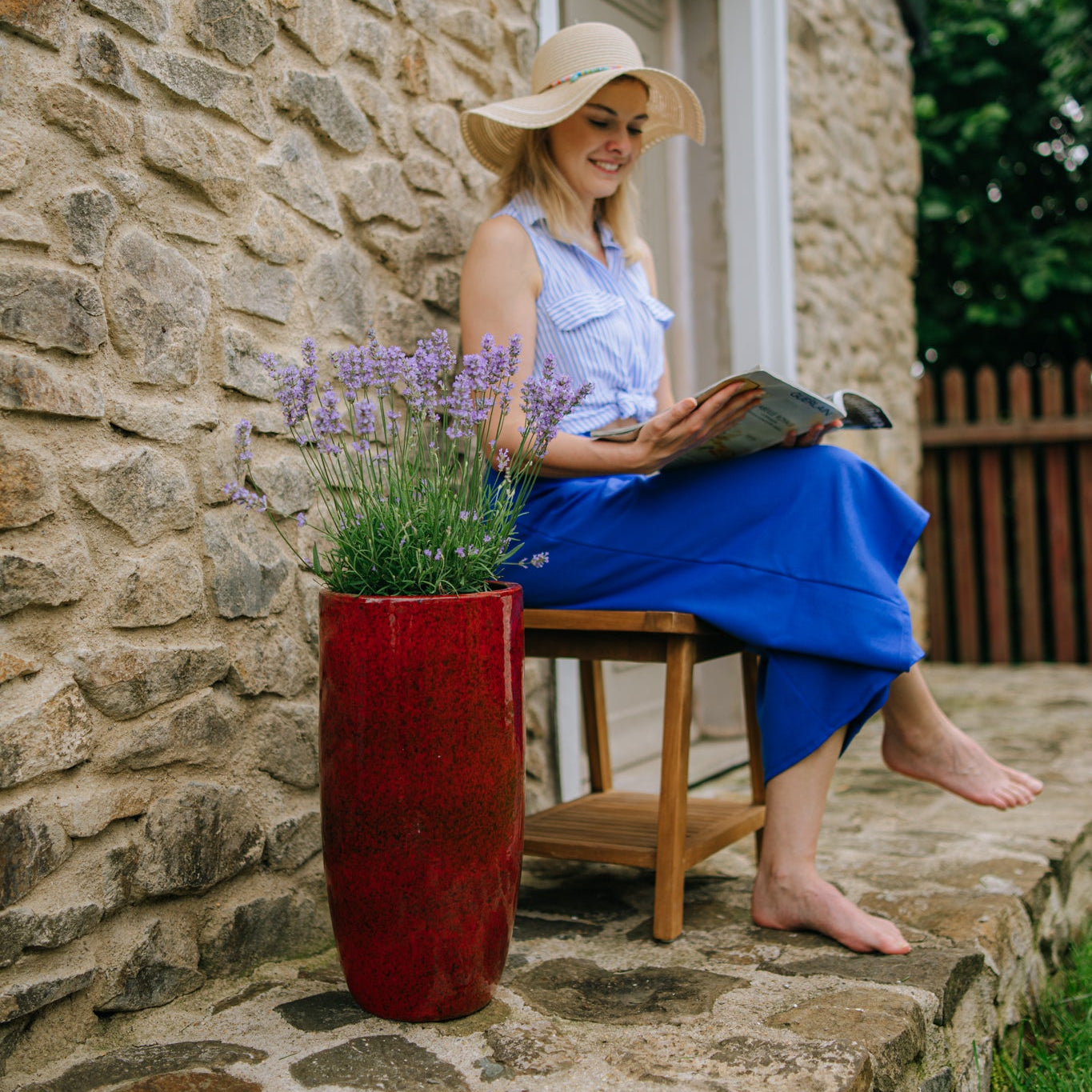 Keramik-Blumentopf ATHENA - Tropenrot