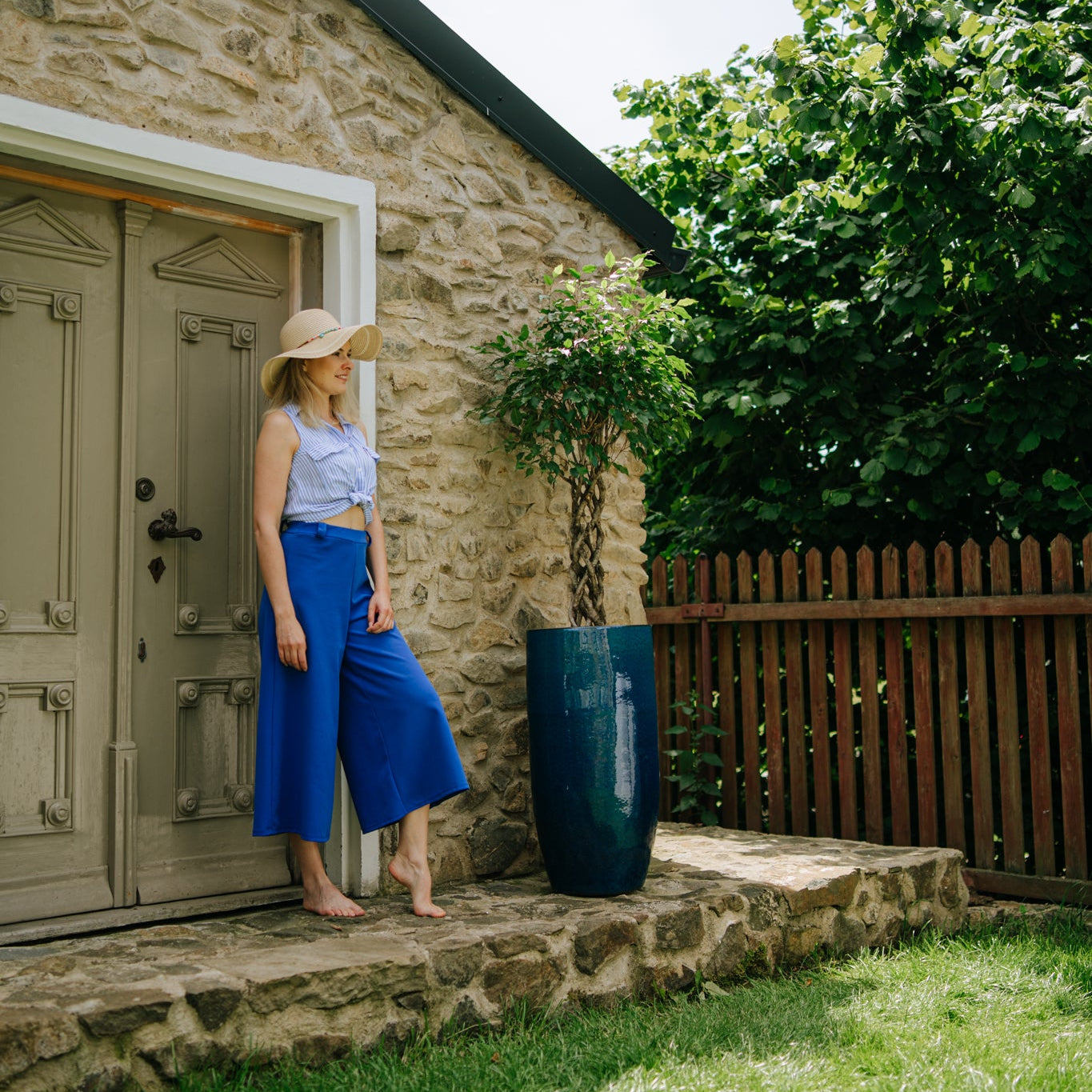 Keramik-Blumentopf ATHENA - Meeresblau