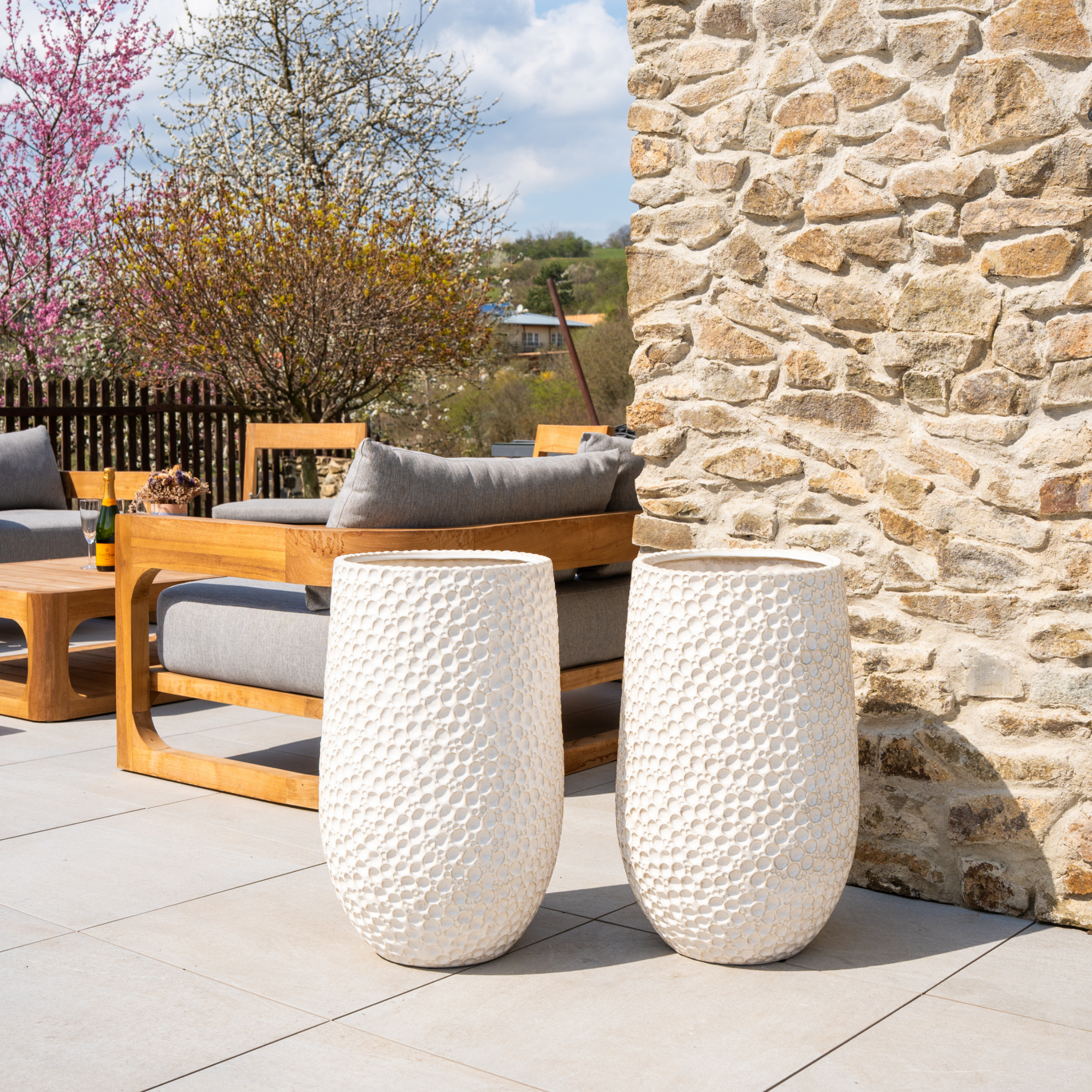 Großer Keramik-Blumentopf PARIS - Weiß