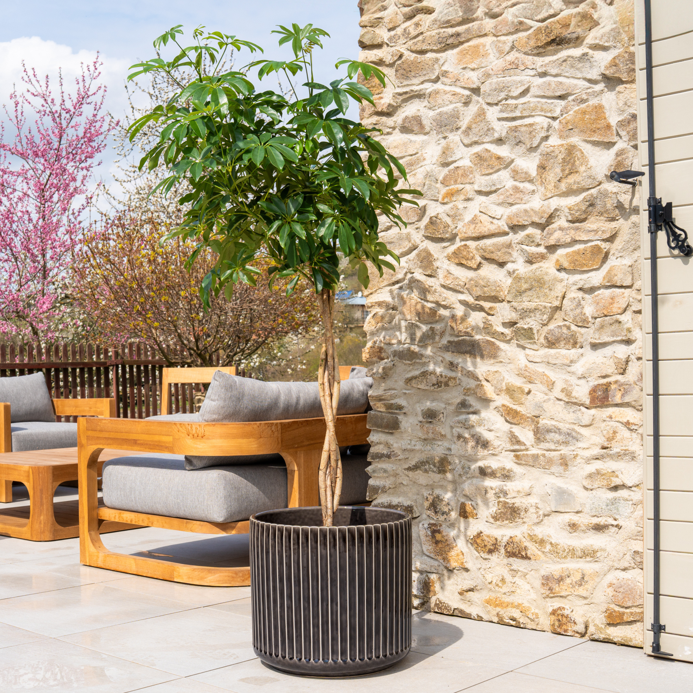 Keramik-Blumentopf LONDON - Grau/Schwarz