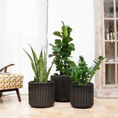 Keramik-Blumentopf LONDON - Grau/Schwarz