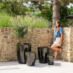 Keramik-Blumentopf MAZARIN - Schwarz/Grün