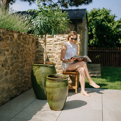 Keramicky květináč Poseidon - Tropická zelená