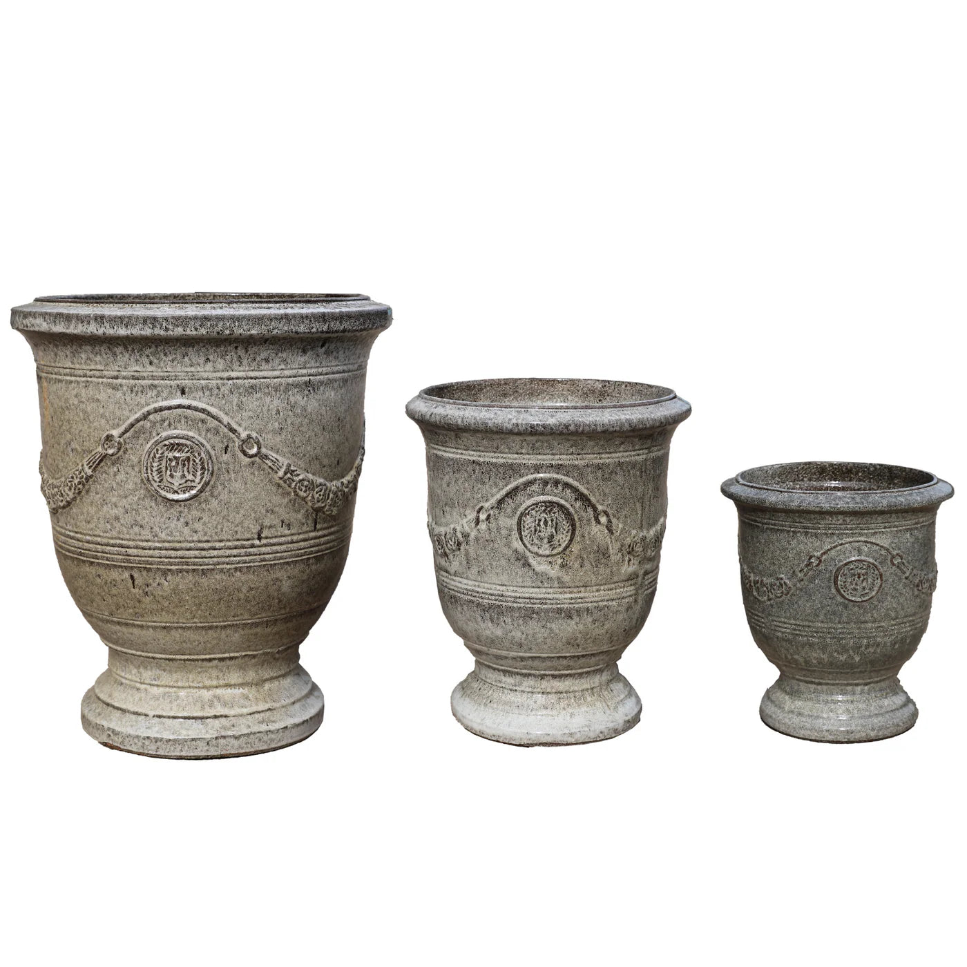 Keramik Blumentopf RICHELIEU - Tiger-gestreift weiß