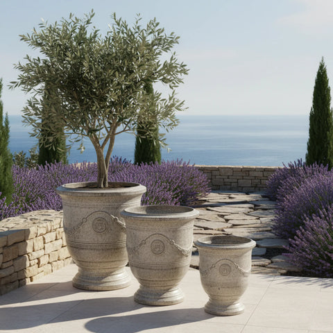 Keramik Blumentopf RICHELIEU - Tiger-gestreift weiß