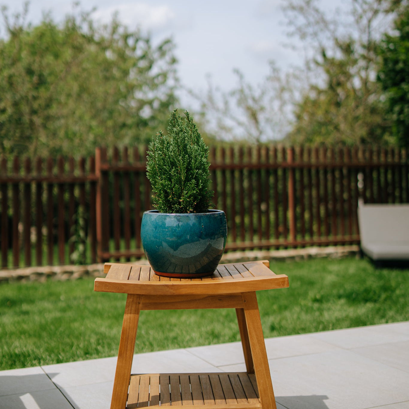 Keramik-Blumentopf ROMULUS - Azurblau