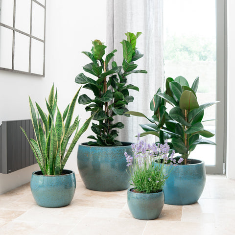 Keramik-Blumentopf ROMULUS - Stahlblau