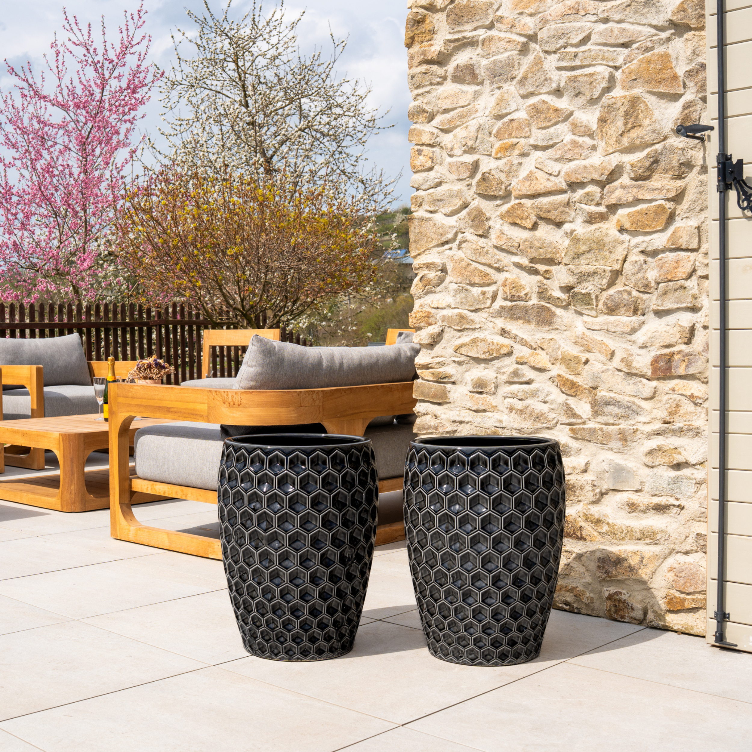 Keramik-Blumentopf VERSAILLE - Schwarz