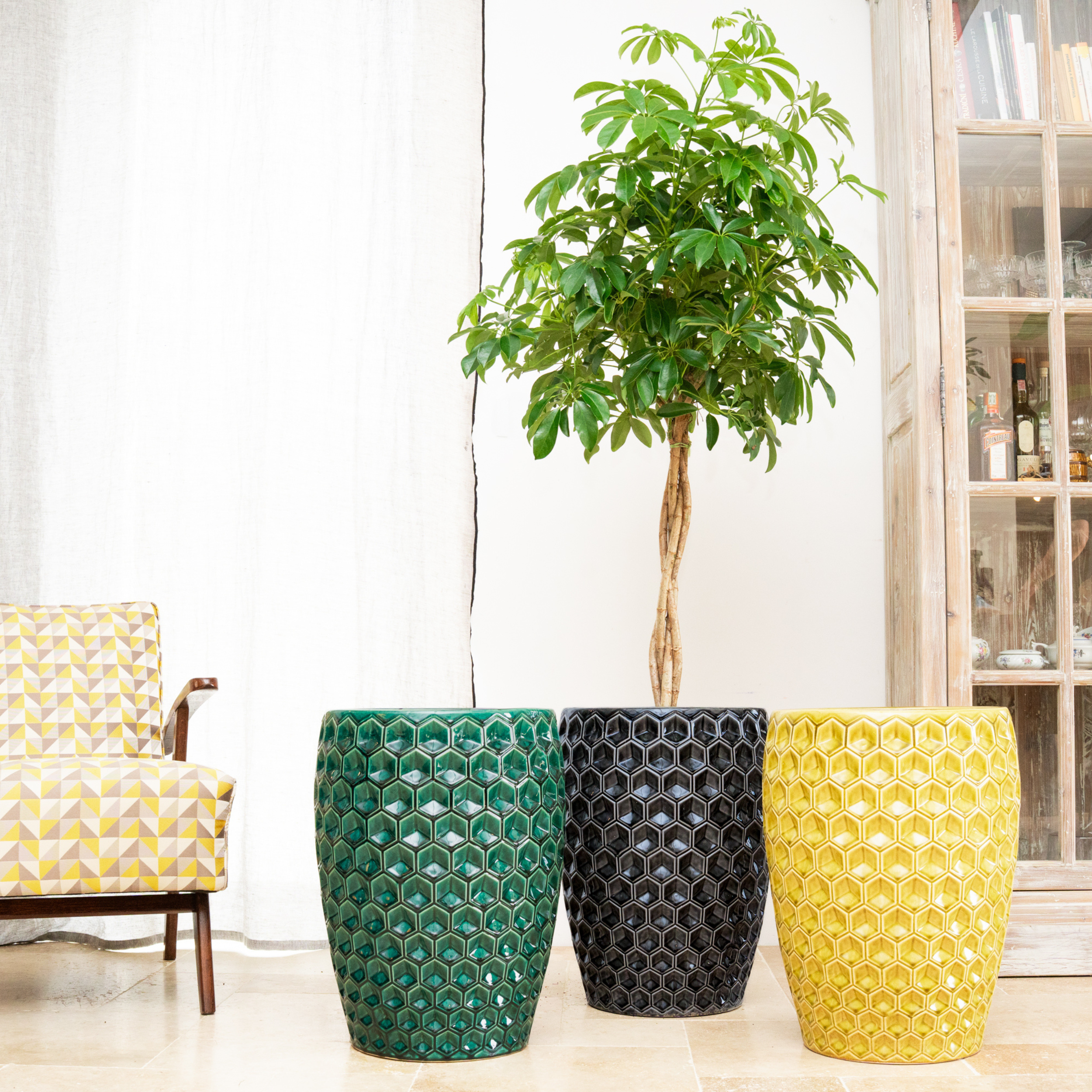 Keramik-Blumentopf VERSAILLE - Schwarz