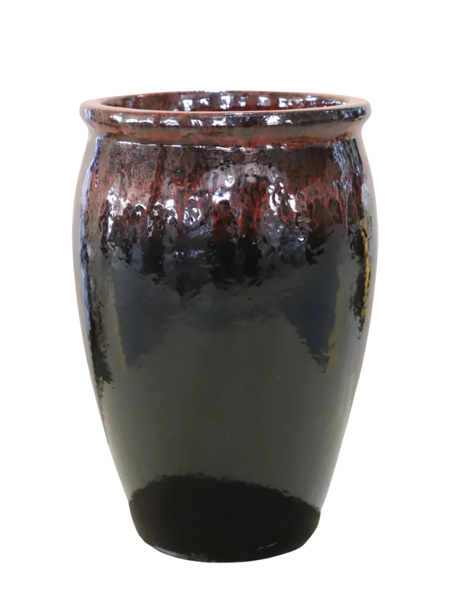 Keramik-Blumentopf BACCHUS - Schwarz-Rot