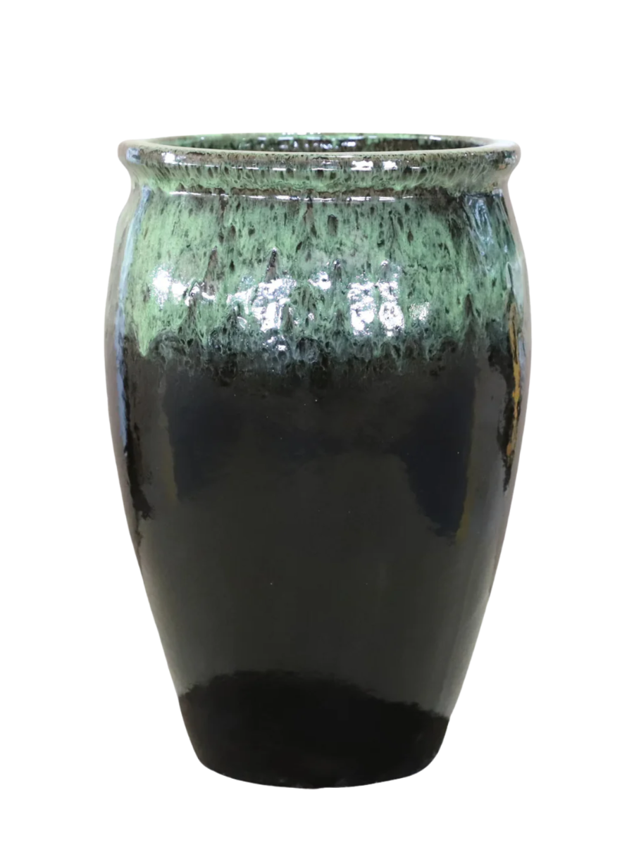 Keramik-Blumentopf BACCHUS - Schwarz-Grün