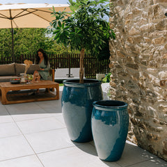 Keramik-Blumentopf BACCHUS – Azurblau