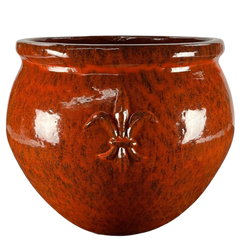 Keramický květináč Clovis -podzimní oranžová