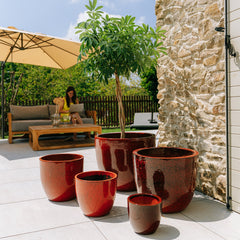 Keramický květináč LANCELOT - Tropická červená