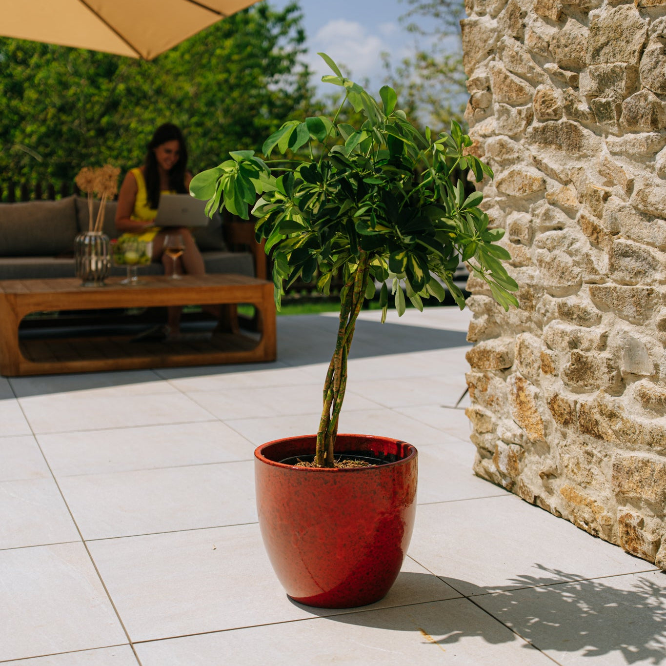 Keramický květináč LANCELOT - Tropická červená