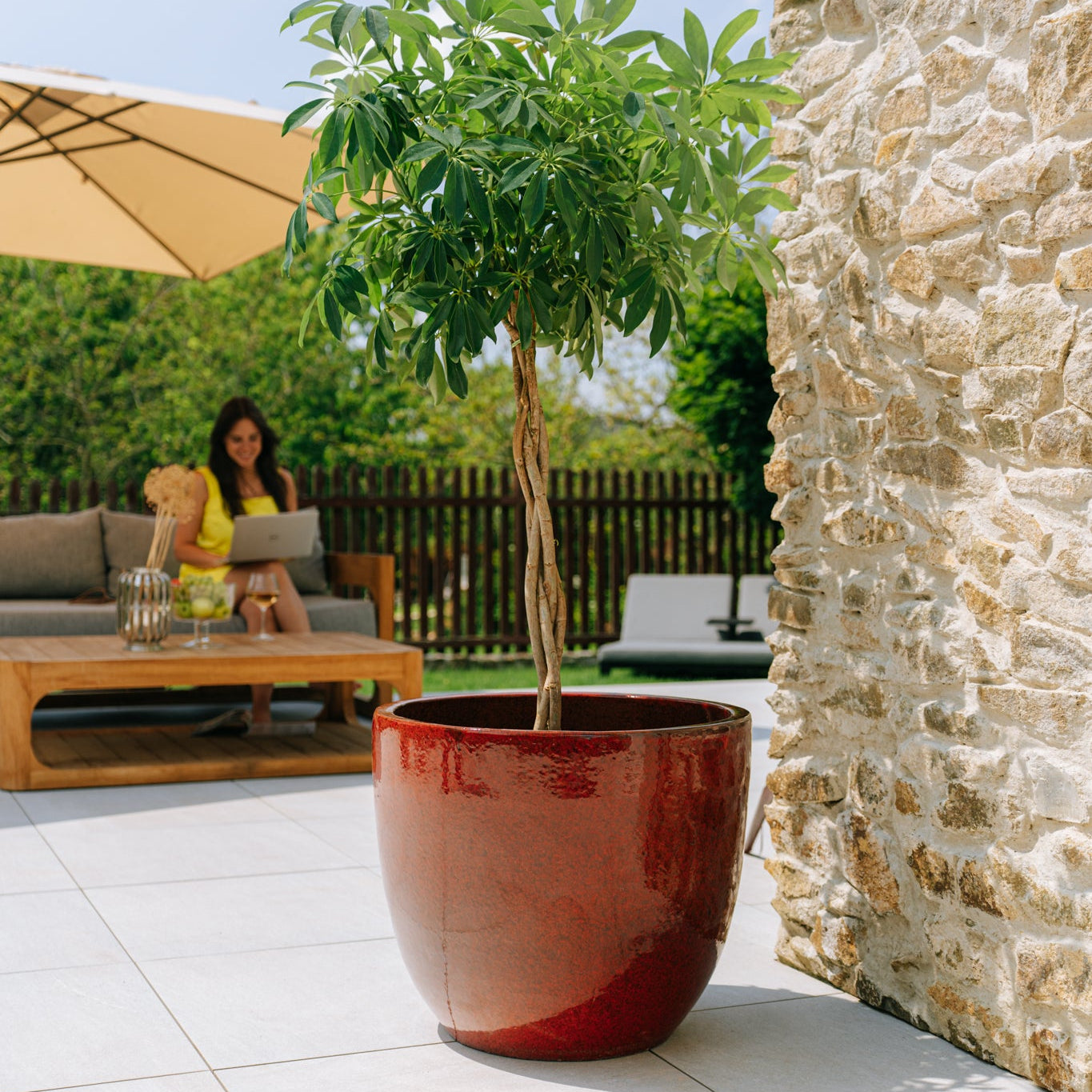 Keramický květináč LANCELOT - Tropická červená