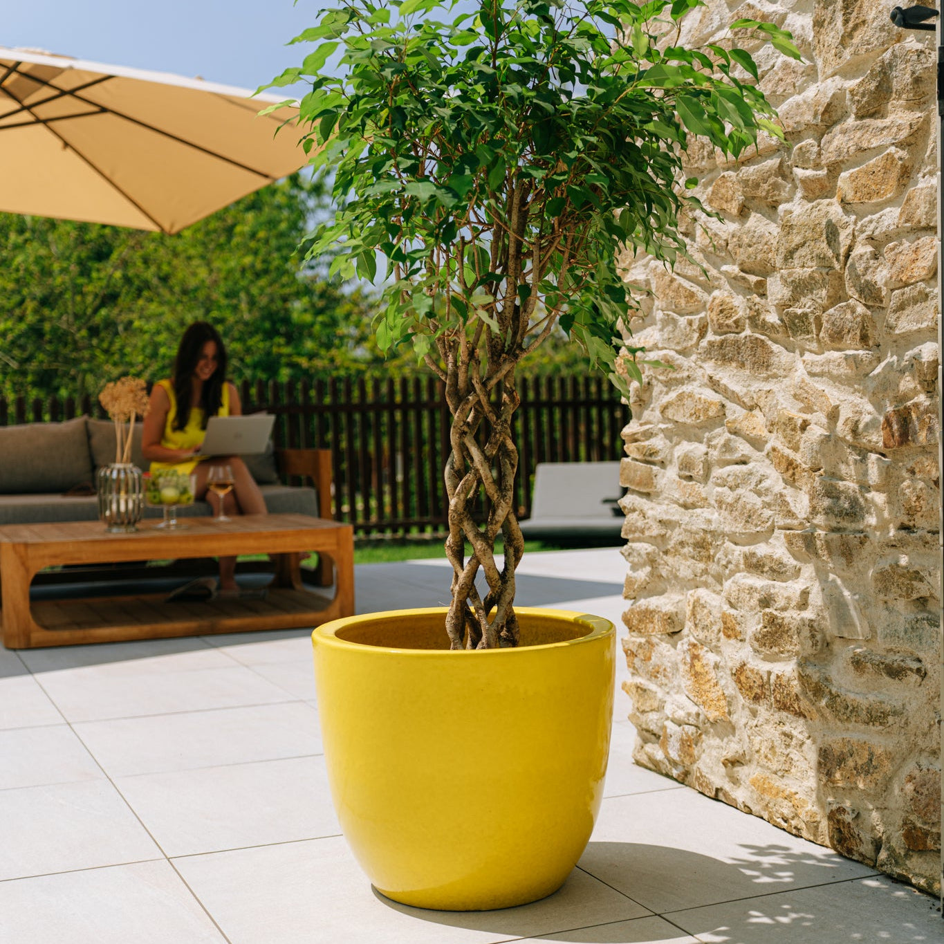 Keramický květináč LANCELOT - Žlutý