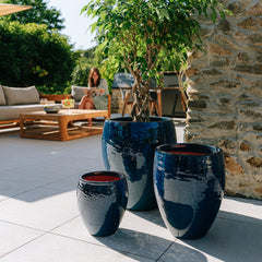 Keramik-Blumentopf POSEIDON - Meeresblau