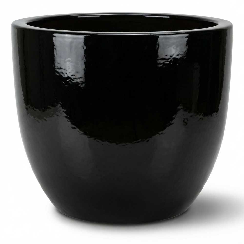 Keramik-Pflanzkübel LANCELOT - Schwarz - M (36 cm x 34 cm)