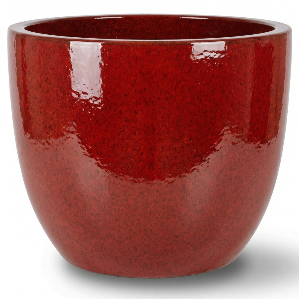 Keramik-Pflanzkübel LANCELOT - Tropenrot - M (36 x 34 cm)