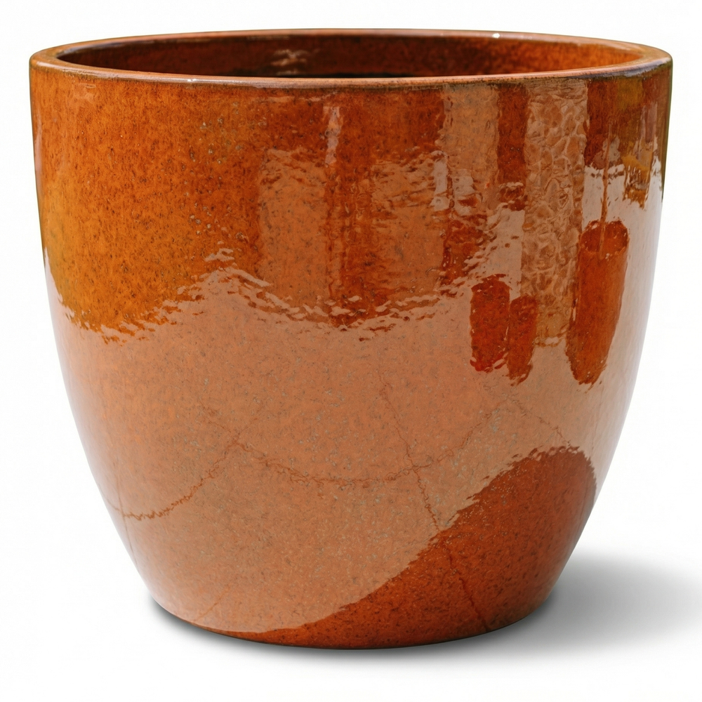 Keramik-Pflanzkübel LANCELOT - Herbstorange - M (36 x 34 cm)