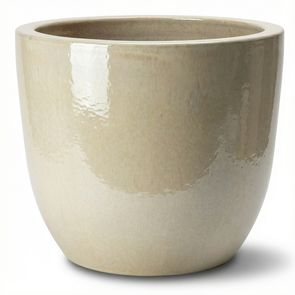 Keramik-Pflanzkübel LANCELOT - Perlweiß - M (36 cm x 34 cm)