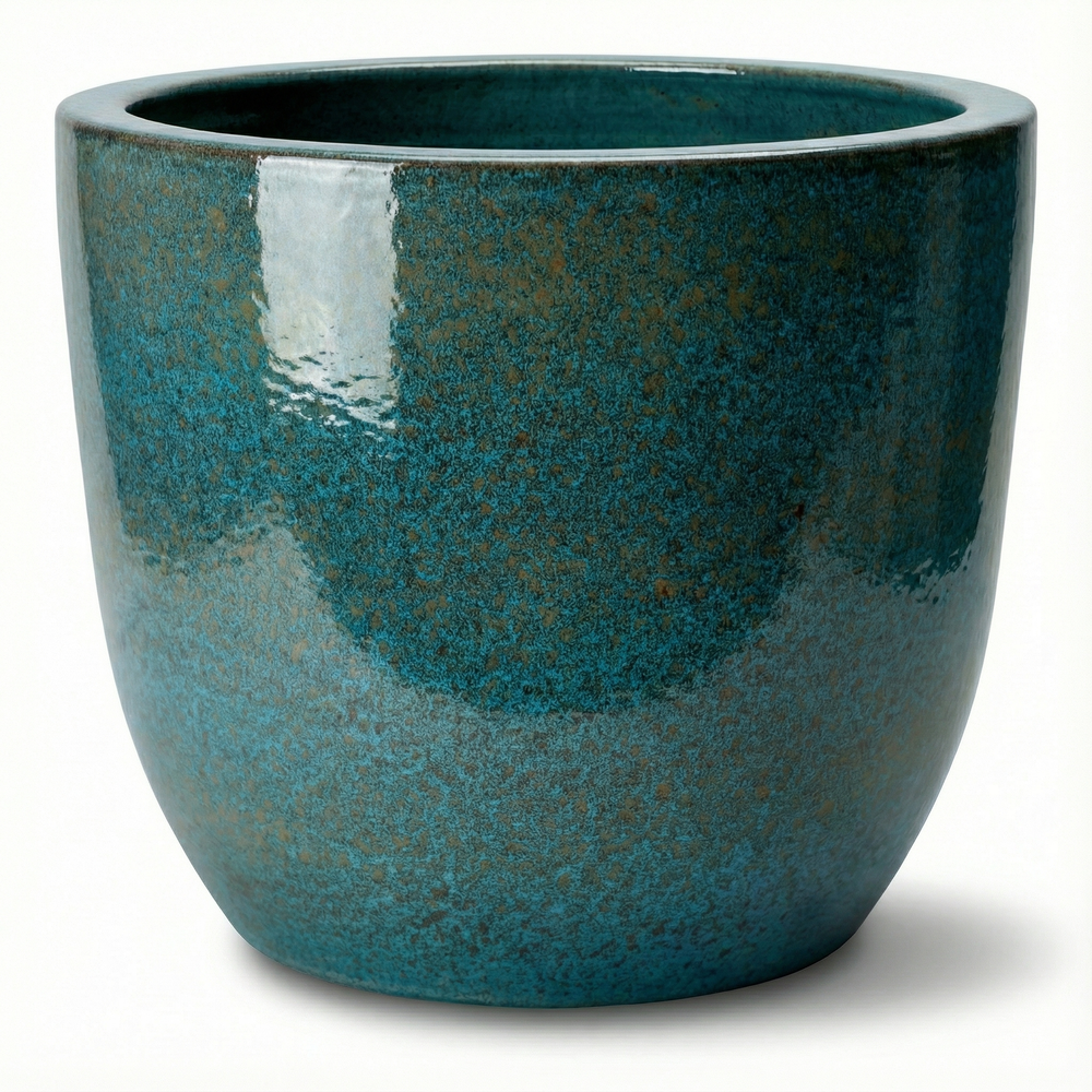 Keramik-Pflanzkübel LANCELOT - Stahlblau - M (36 cm x 34 cm)