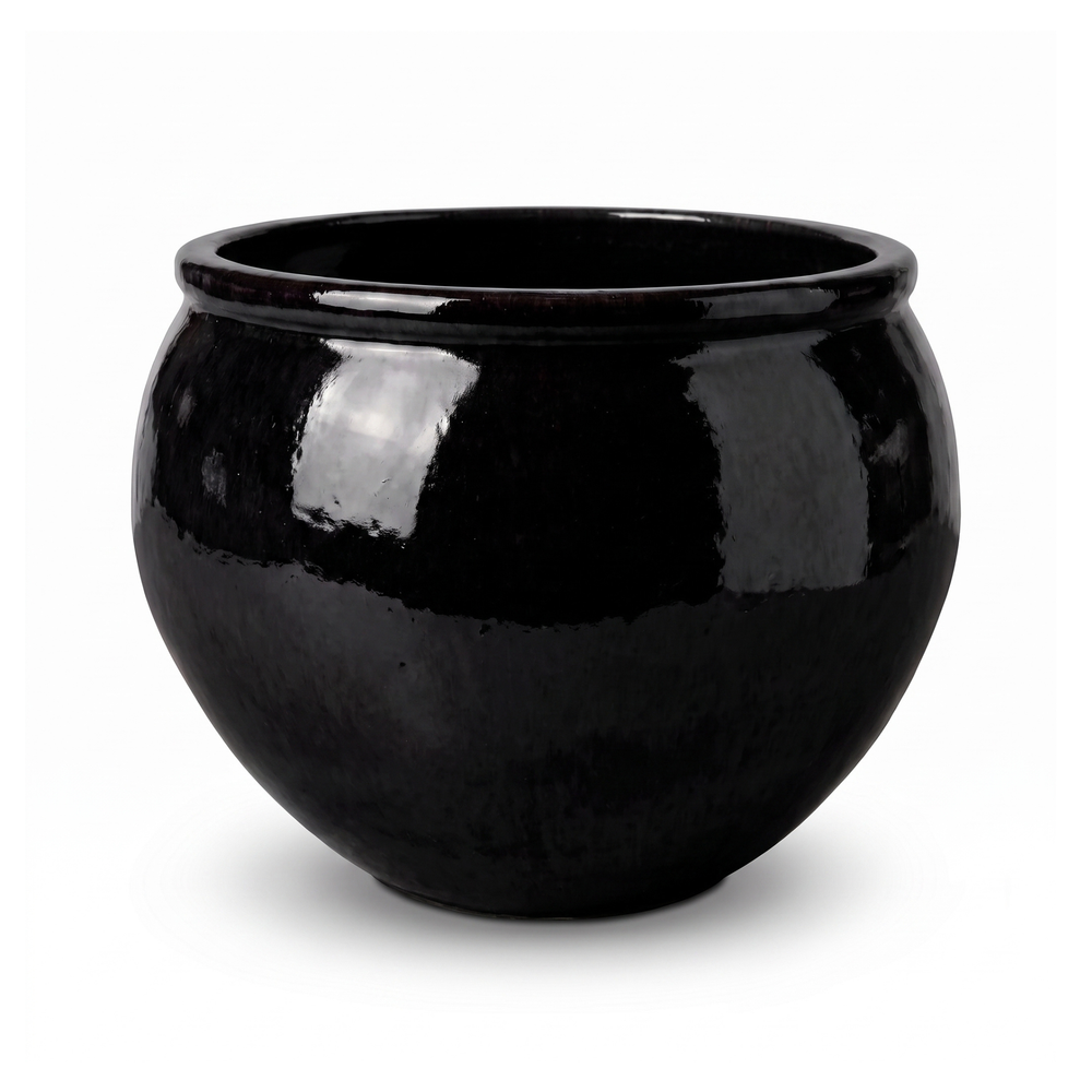 Großer Keramik-Pflanzkübel Lutece - Schwarz - XL (53 cm x 43 cm)