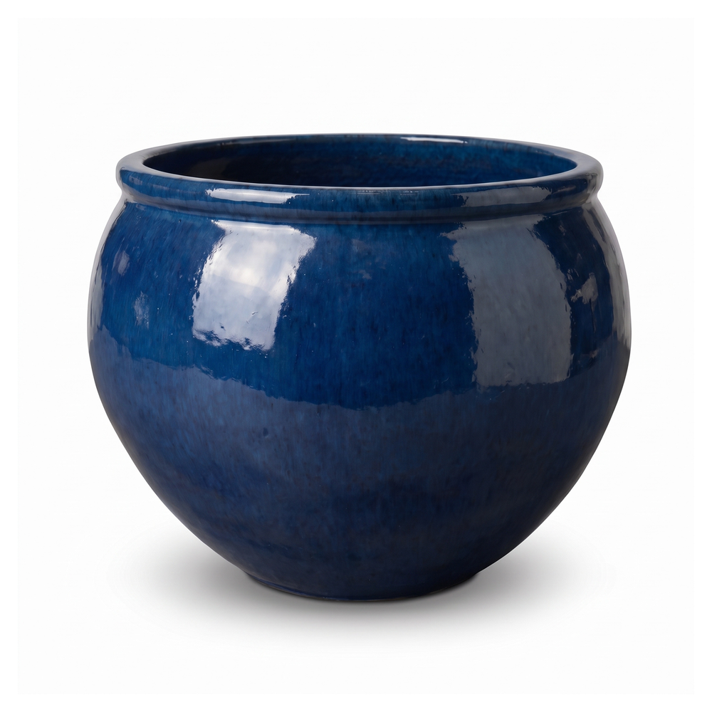 Großer Keramik-Pflanzkübel Lutece - Azurblau - XL (53 cm x 43 cm)