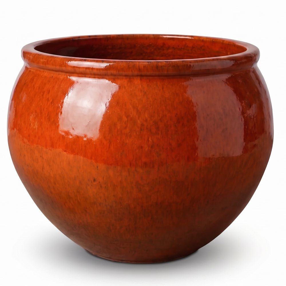 Großer Keramik-Pflanzkübel Lutece - Tropisches Orange - XXL (85 cm x 64 cm)