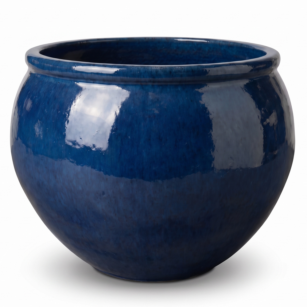 Großer Keramik-Pflanzkübel Lutece - Azurblau - XXL (85 cm x 64 cm)