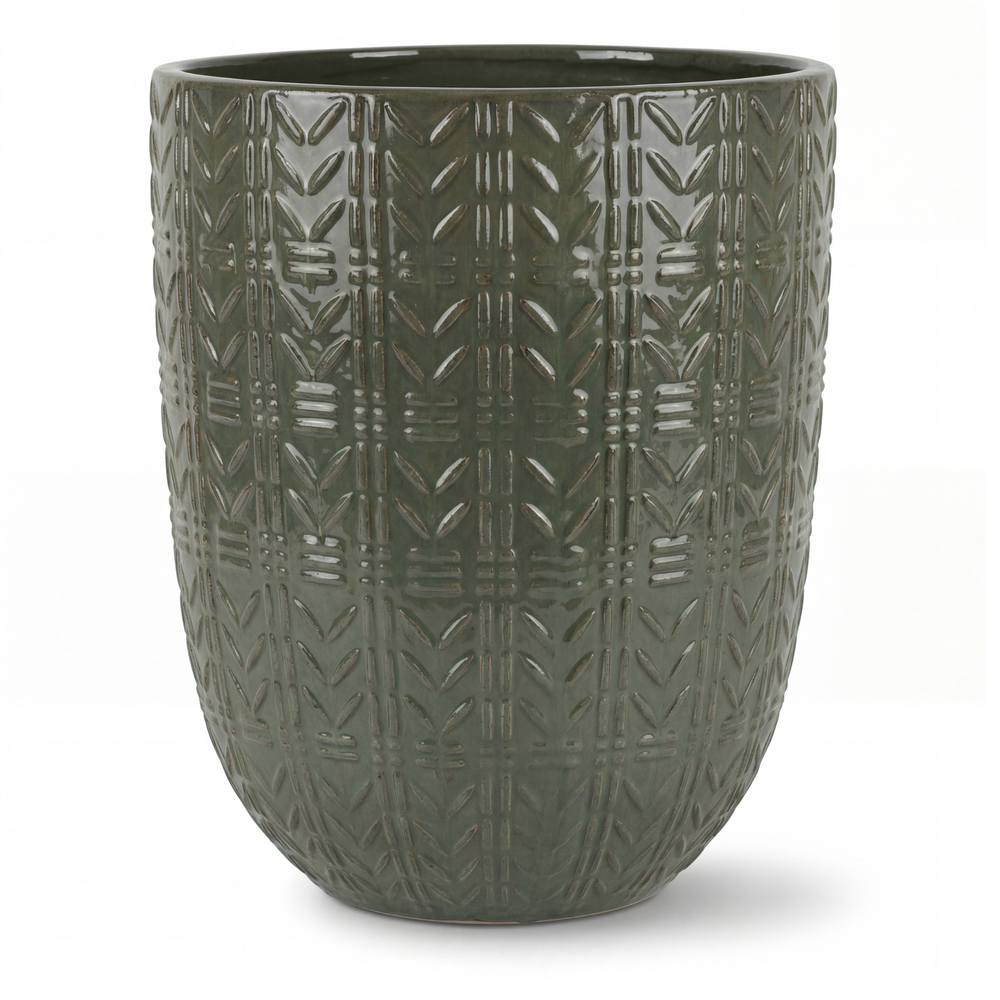 Keramik-Pflanzkübel Mercure - Khaki - XL (39 x 51 cm)