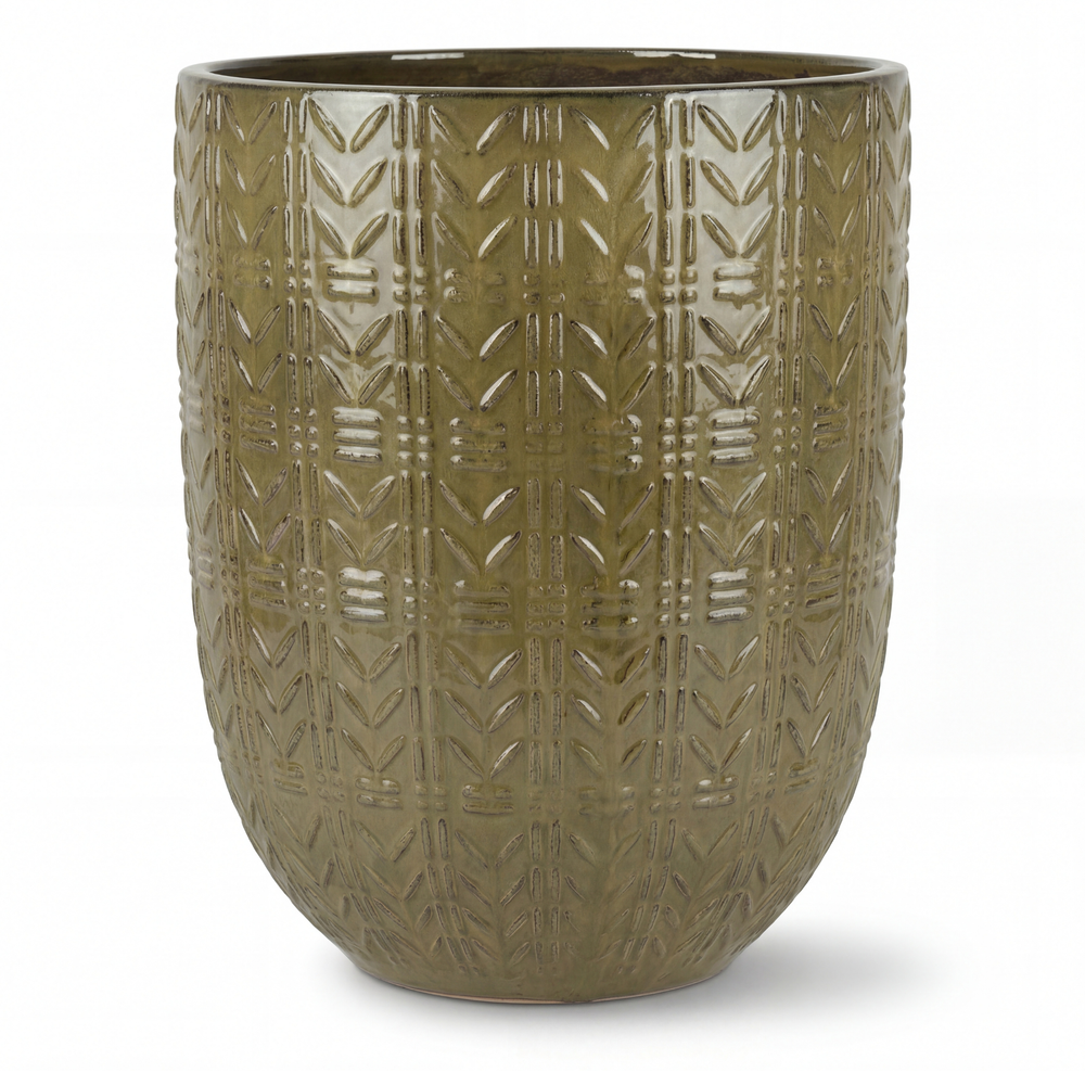 Mercure Keramik-Pflanzkübel – Olivgrün - XL (39 x 51 cm)