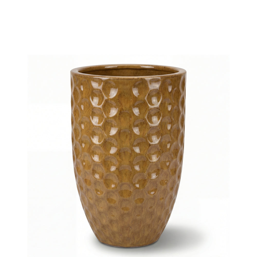 Keramischer Pflanzkübel MEROVEE – Wüstengelb - M (23 x 35 cm)