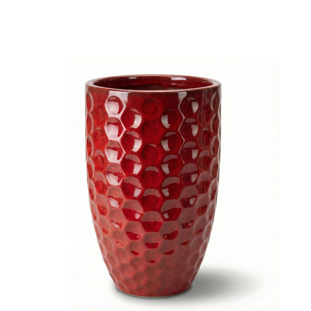 Keramik-Pflanzkübel MEROVEE - Tropenrot - M (23 cm x 35 cm)