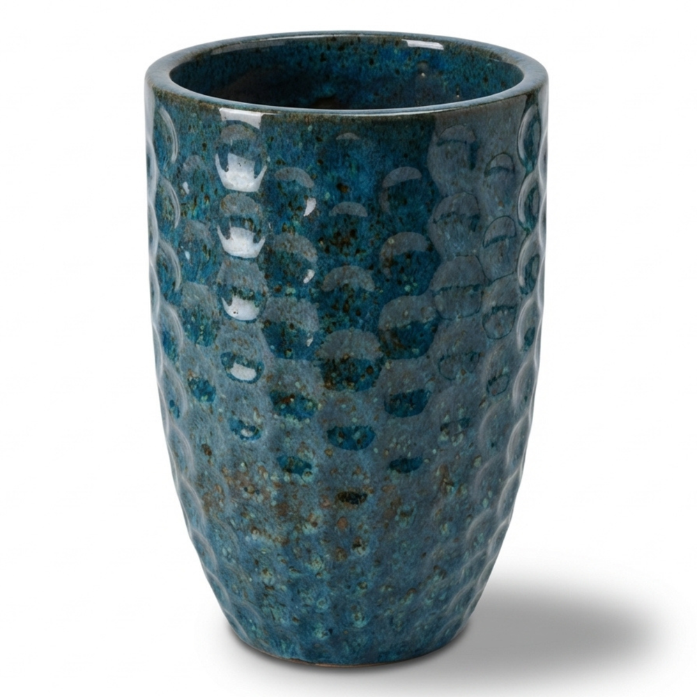 Keramik-Pflanzkübel MEROVEE – Stahlblau - M (23 cm x 35 cm)