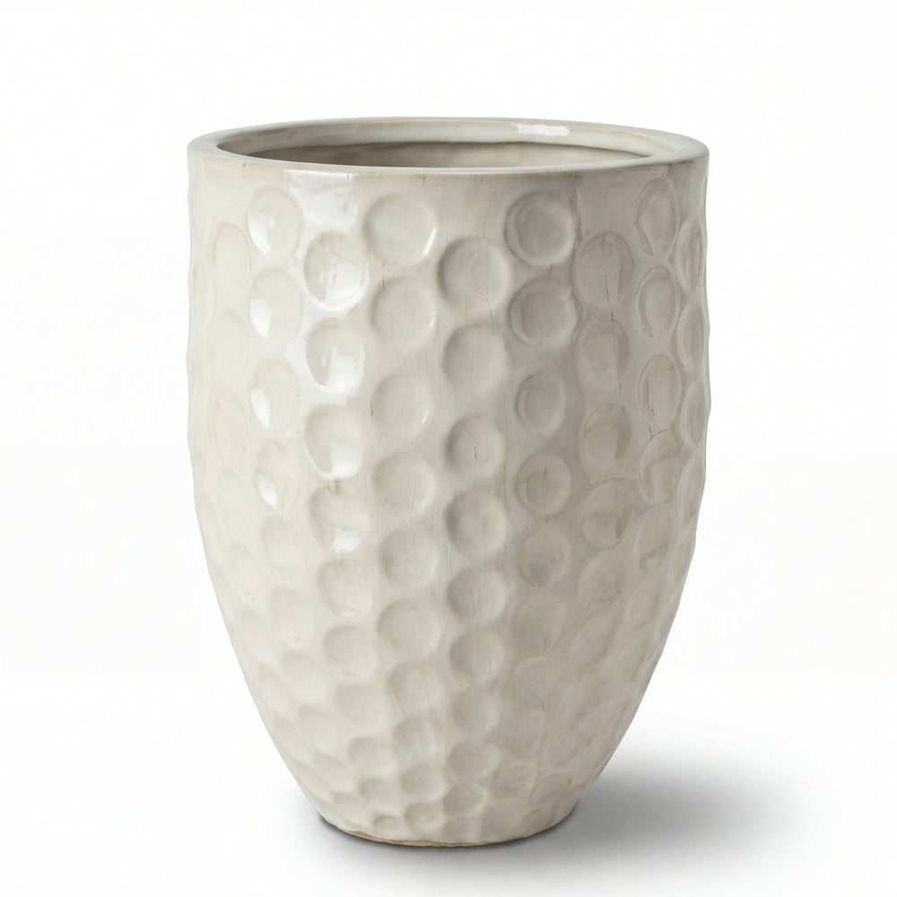 Keramischer Pflanzkübel MEROVEE – Cremefarben - XL (42 x 55 cm)