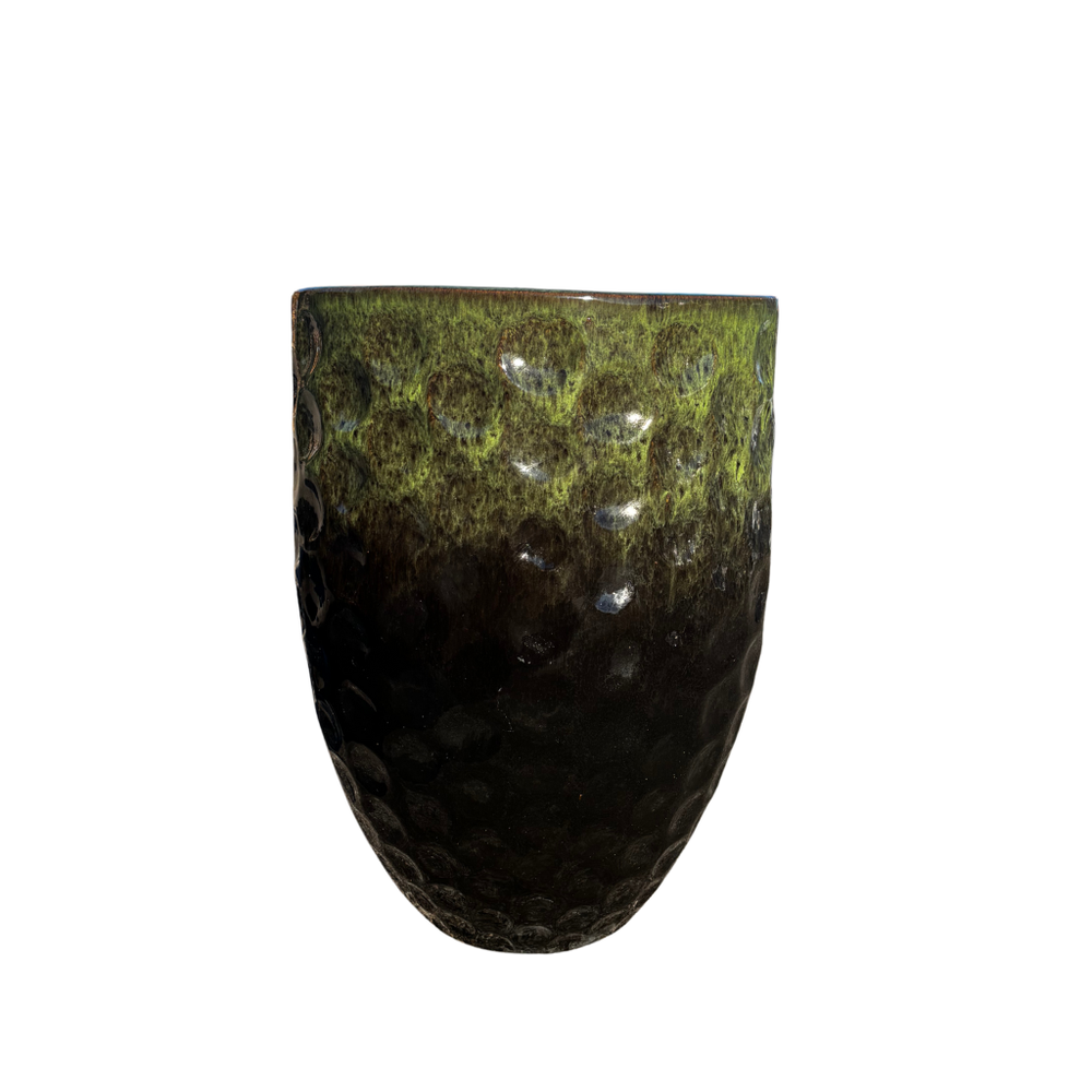 Keramischer Pflanzkübel MEROVEE – Schwarzgrün - XL (42 x 55 cm)