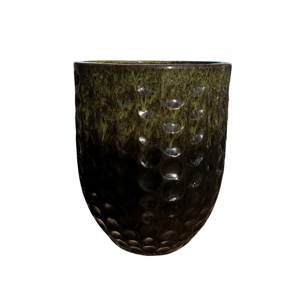 Keramischer Pflanzkübel MEROVEE – Schwarzgrün - XXL (55 x 65 cm)